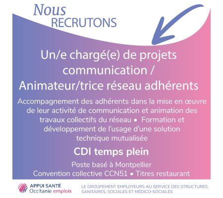 Le Groupement Employeurs Asoe recrute un/e chargé.e de projets communication & animateur du réseau adhérents 