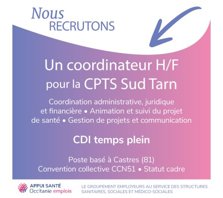 ASOE recrute en CDI un/e coordonateur/trice pour la CPTS SUD TARN