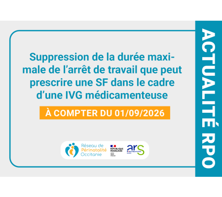 Suppression de la durée maximale de l’arrêt de travail que peut prescrire une SF dans le cadre d’une IVG médicamenteuse à compter du 01/09/2026